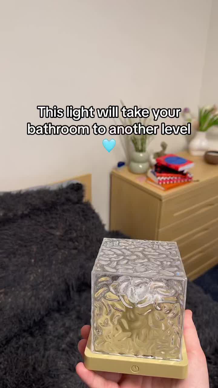 LED Water Ripple Ambient Night Light USB Rotating Projection Crystal Table Lamp RGB Dimmable Home Decoration 16 Color Gifts