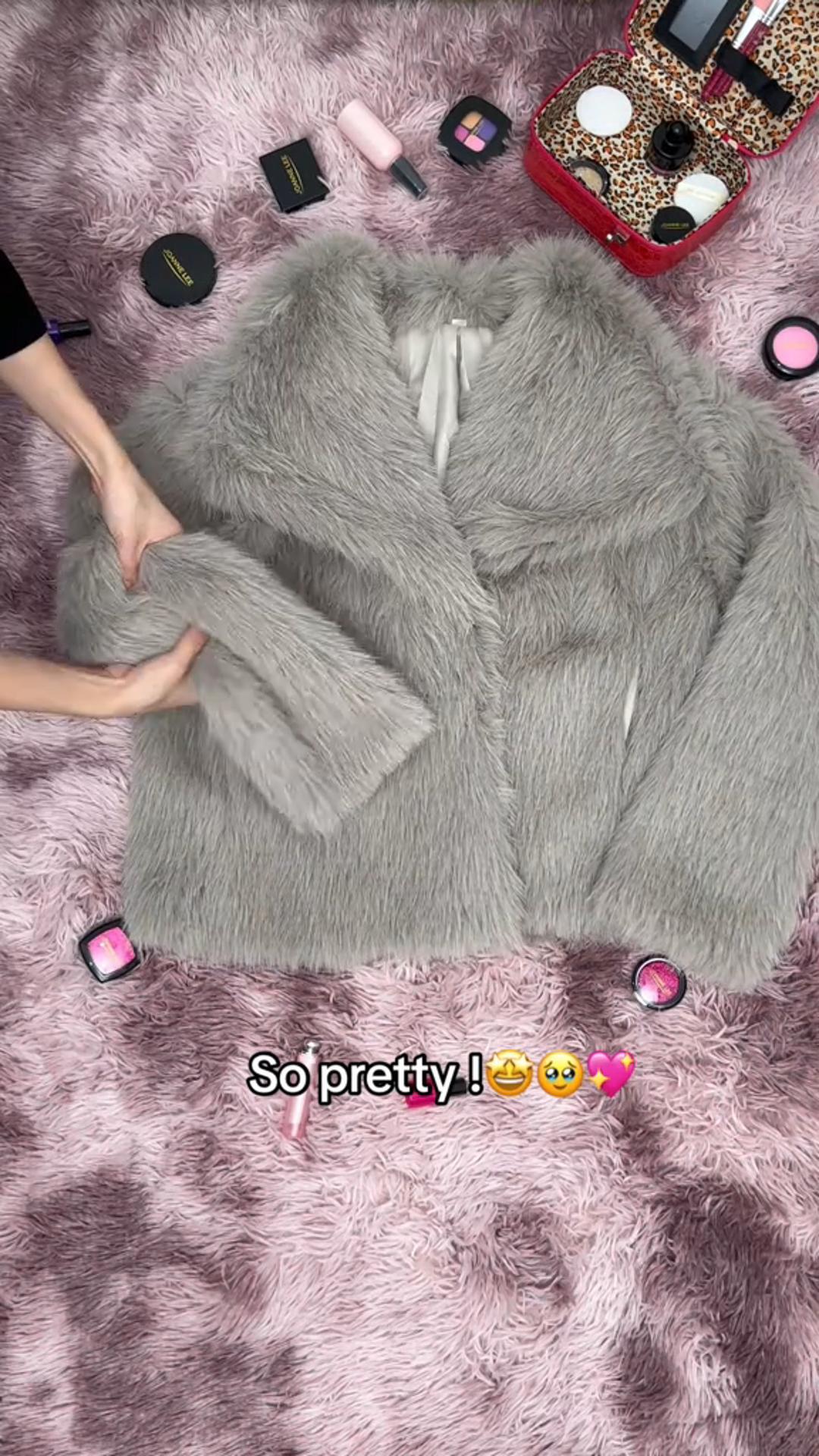 Winter Plush Coat Fashion Warm Thicken Fluffy Lapel Jacket Outwear Casual Long Sleeve Tops Womens Clothing