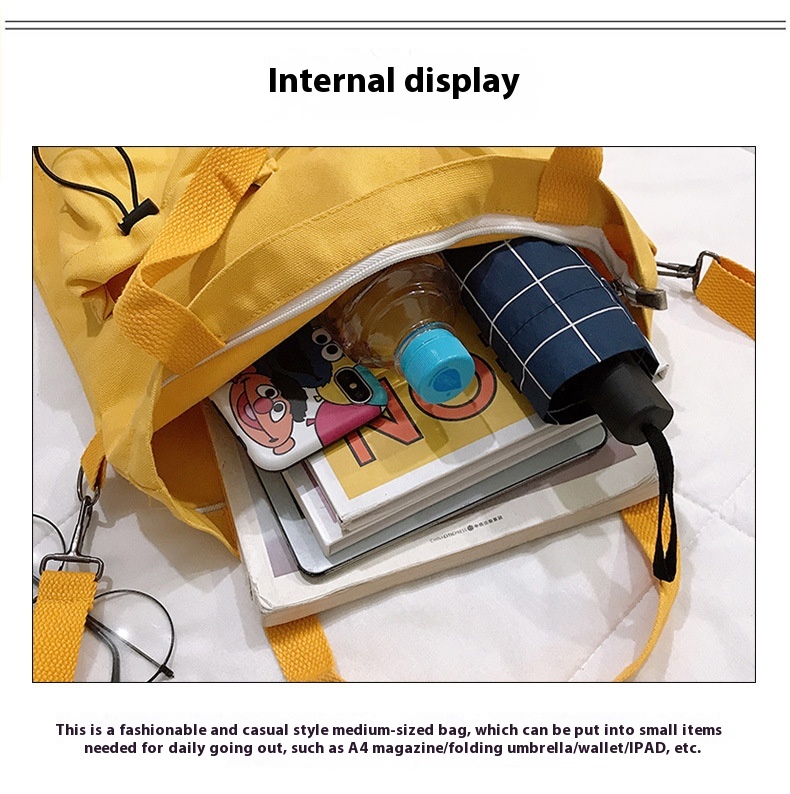 Harajuku Canvas Bags Students Handbag With Pockets Preppy Buckpack Shoulder Bag For Women Shoolbags