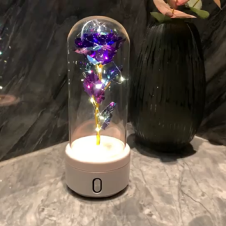Creative 2 In 1 Rose Flowers LED Light And Bluetooth-compatible Speaker Valentine's Day Gift Rose Luminous Night Light Ornament In Glass Cover
